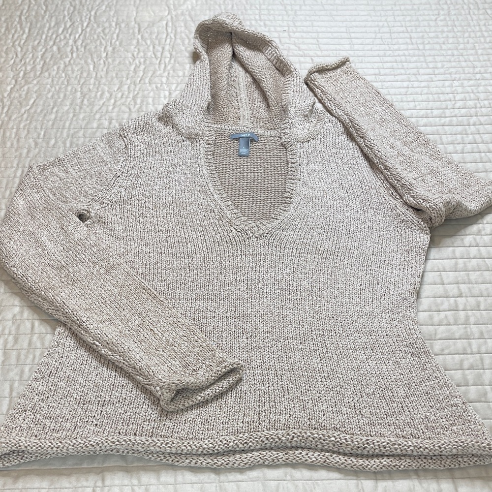 Apt. 9 Women's Light Beige Knit Hooded Sweater